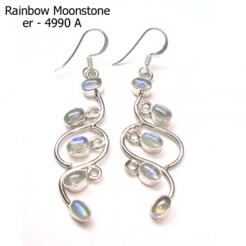 925 Silver Rainbow Moonstone Earrings 